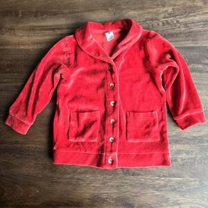 Kate Quinn Vibrant Red Velour Toddler Cardigan Size 2